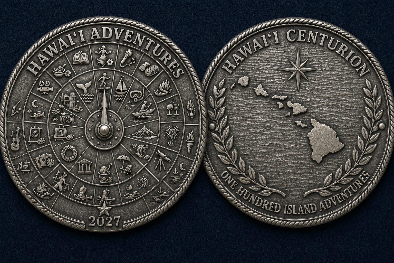The two faces of a Hawaiʻi Centurion coin.