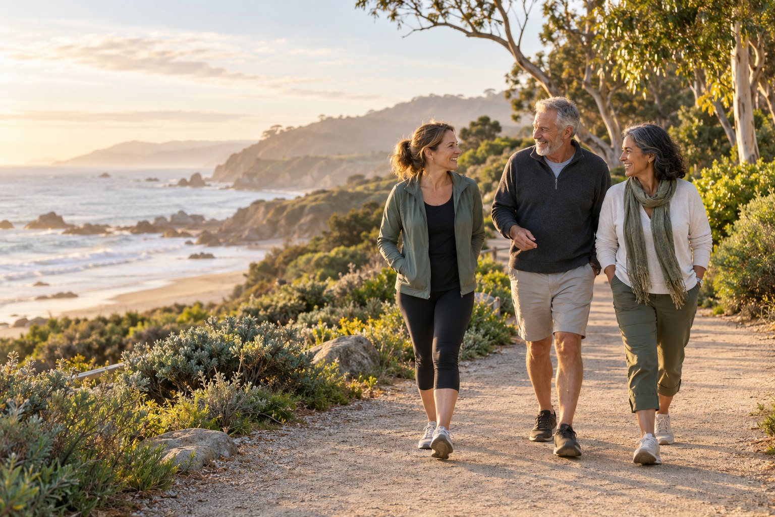Friends enjoying a coastal walk