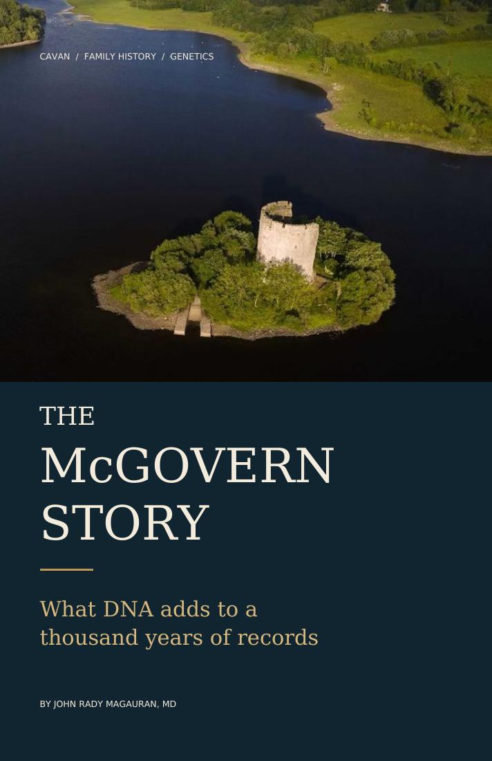 The McGovern Story illustrated brochure cover showing Clough Oughter Castle